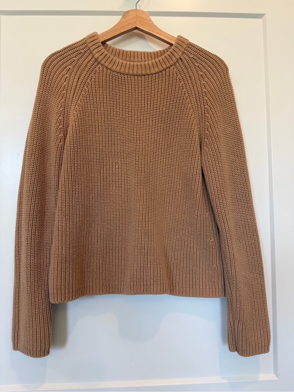 Quince 100% Organic Cotton Fisherman Crew Minimalist Tan Preppy Sweater size M